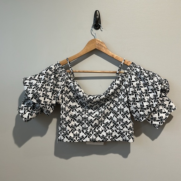 NWT Diane von Furstenberg DVF Margaret Cold Shoulder Crop Top - Picture 8 of 8